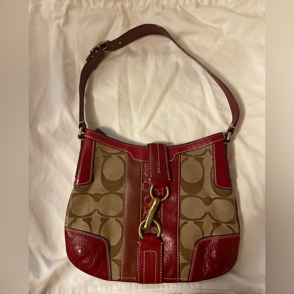 Vintage Coach Signature Stripe Hobo Purse